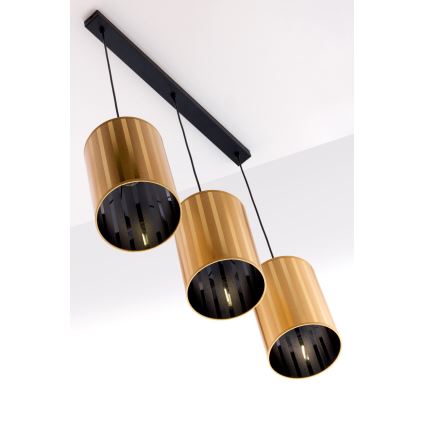 Jupiter 2092 - Liustra ant troselio CORTINA 3xE27/15W/230V auksinė/juoda