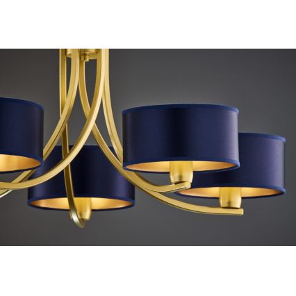 Jupiter 2094 - Pakabinama liustra ant grandinės ARTHUR 5xE27/15W/230V mėlyna/auksinė