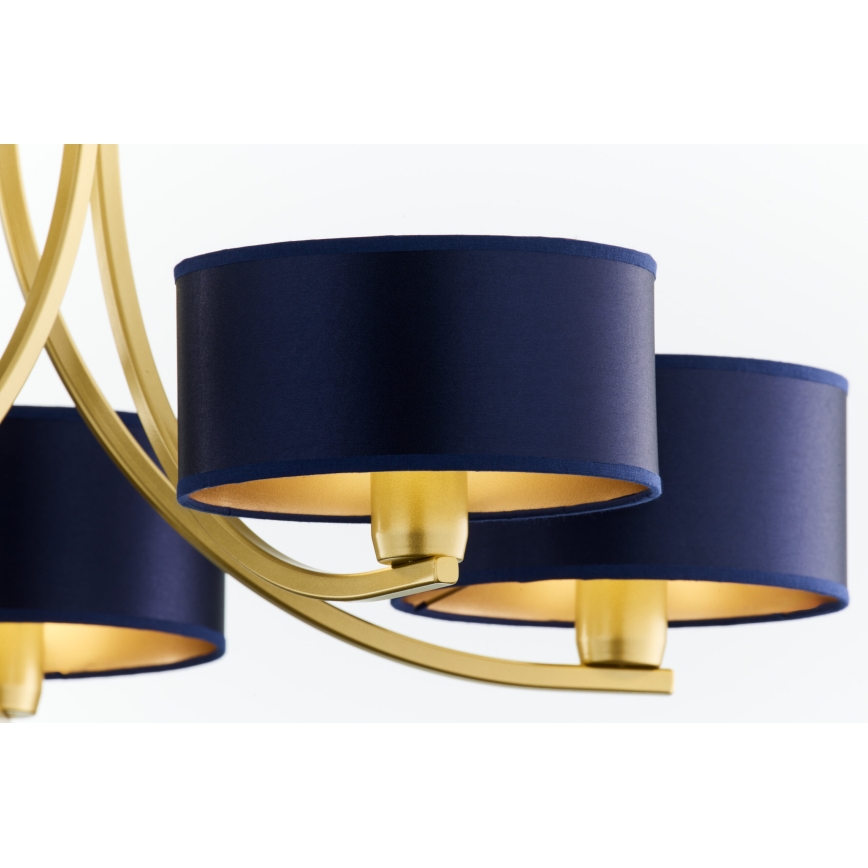 Jupiter 2094 - Pakabinama liustra ant grandinės ARTHUR 5xE27/15W/230V mėlyna/auksinė