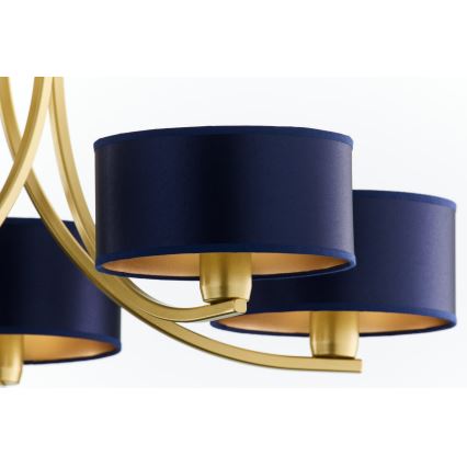 Jupiter 2094 - Pakabinama liustra ant grandinės ARTHUR 5xE27/15W/230V mėlyna/auksinė