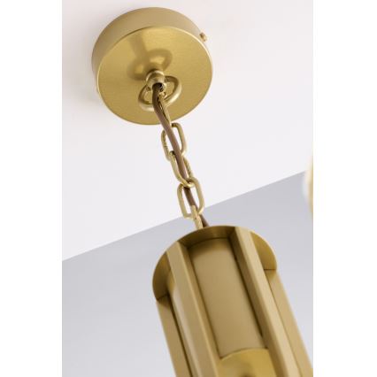 Jupiter 2096 - Liustra ant grandinės ARTHUR 3xE27/15W/230V balta/auksinė/marmuro dekoras