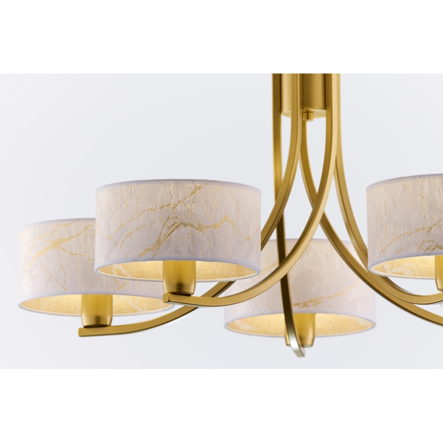 Jupiter 2097 - Pakabinamas šviestuvas ant grandinės ARTHUR 5xE27/15W/230V balta/auksinė/marmuro dekoras