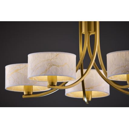 Jupiter 2097 - Pakabinamas šviestuvas ant grandinės ARTHUR 5xE27/15W/230V balta/auksinė/marmuro dekoras