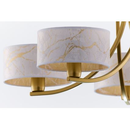 Jupiter 2097 - Pakabinamas šviestuvas ant grandinės ARTHUR 5xE27/15W/230V balta/auksinė/marmuro dekoras