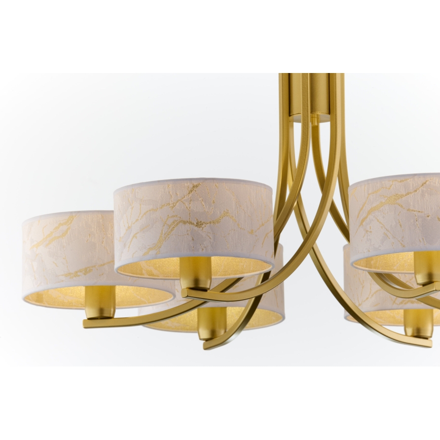 Jupiter 2098 - Pakabinamas šviestuvas su grandine ARTHUR 6xE27/15W/230V balta/auksinė/marmuro dekoras