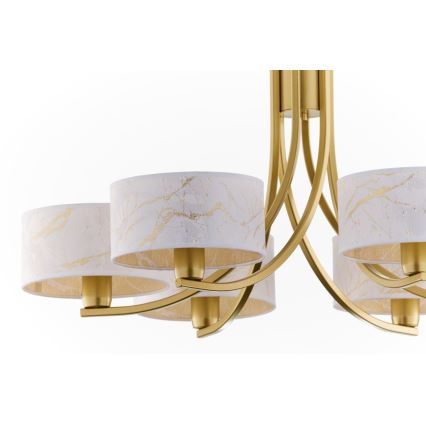 Jupiter 2098 - Pakabinamas šviestuvas su grandine ARTHUR 6xE27/15W/230V balta/auksinė/marmuro dekoras