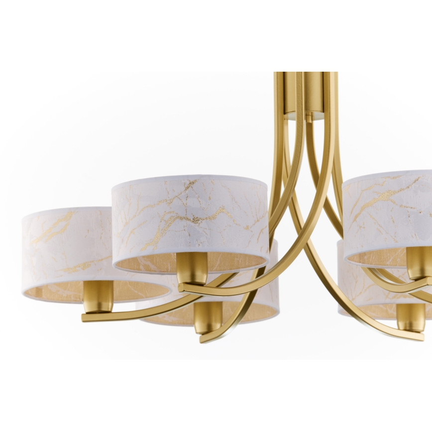 Jupiter 2098 - Pakabinamas šviestuvas su grandine ARTHUR 6xE27/15W/230V balta/auksinė/marmuro dekoras