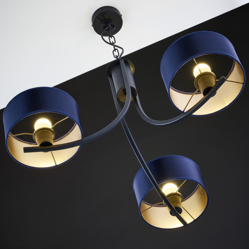 Jupiter 2099 - Pakabinamas šviestuvas ant grandinės ARTHUR 3xE27/15W/230V mėlyna/juoda