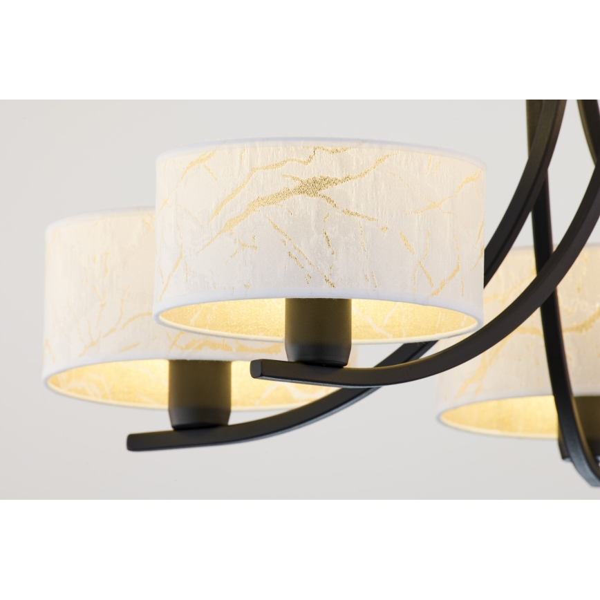 Jupiter 2104 - Pakabinamas šviestuvas ant grandinės ARTHUR 5xE27/15W/230V balta/juoda/marmuro dekoras