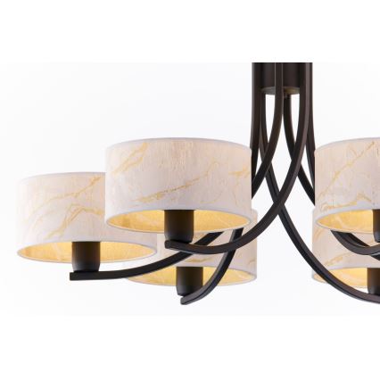 Jupiter 2105 - Liustra ant grandinės ARTHUR 6xE27/15W/230V balta/juoda/marmuro dekoras