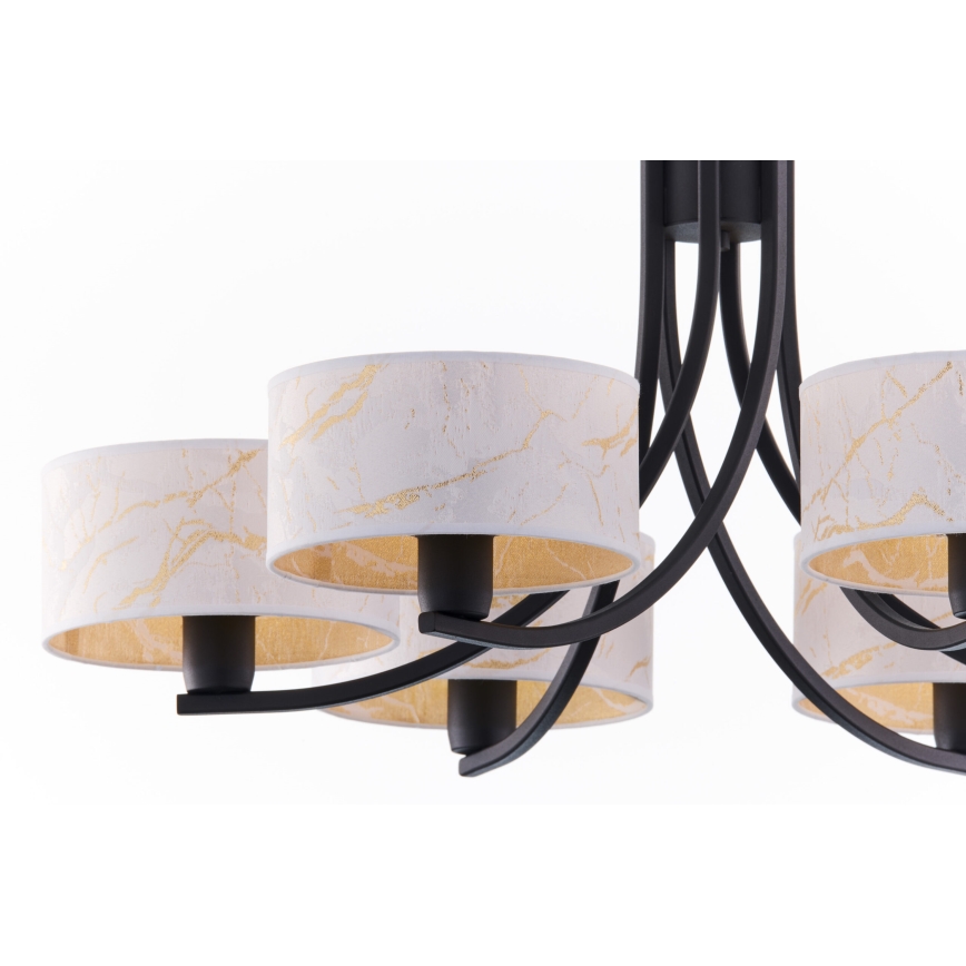Jupiter 2105 - Liustra ant grandinės ARTHUR 6xE27/15W/230V balta/juoda/marmuro dekoras