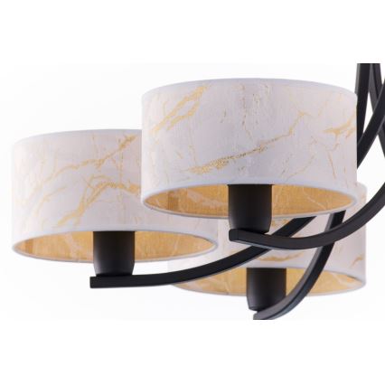 Jupiter 2105 - Liustra ant grandinės ARTHUR 6xE27/15W/230V balta/juoda/marmuro dekoras