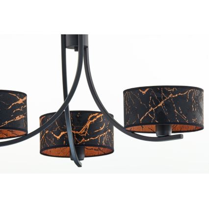 Jupiter 2106 - Pakabinamas šviestuvas ant grandinės ARTHUR 3xE27/15W/230V juoda/oranžinė/marmuro dekoras