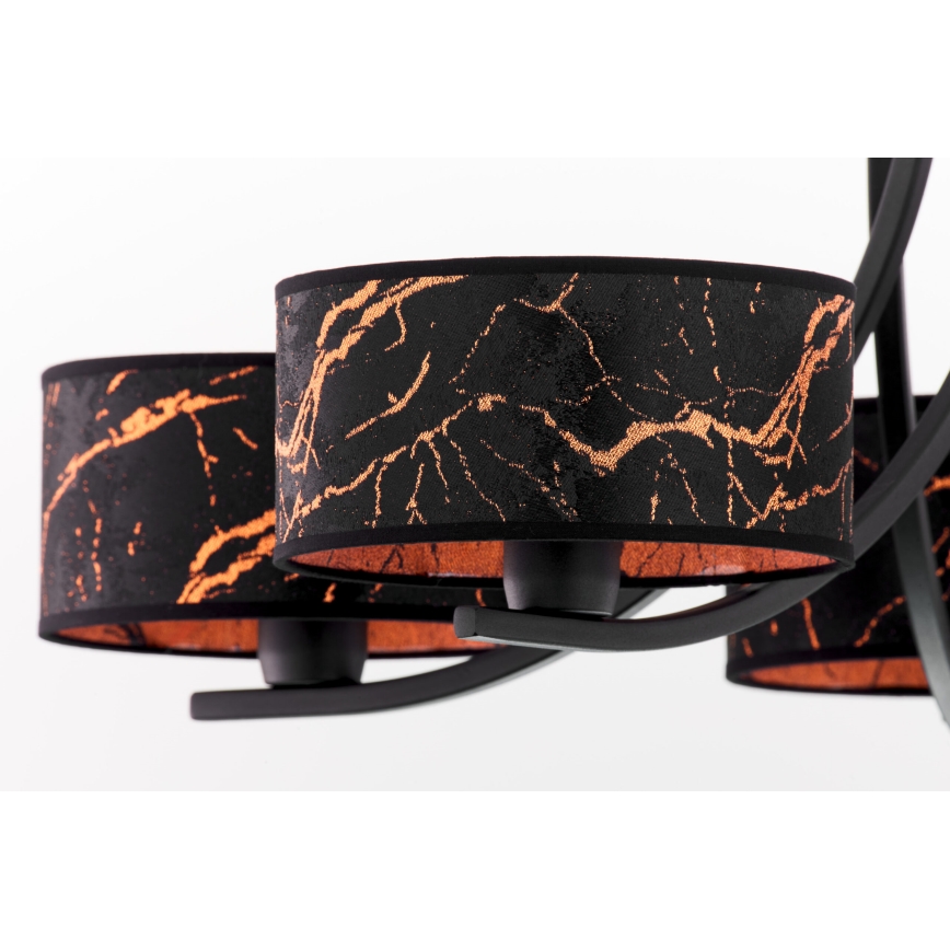 Jupiter 2107 - Liustras ant grandinės ARTHUR 5xE27/15W/230V juoda/oranžinė/marmuro dekoras