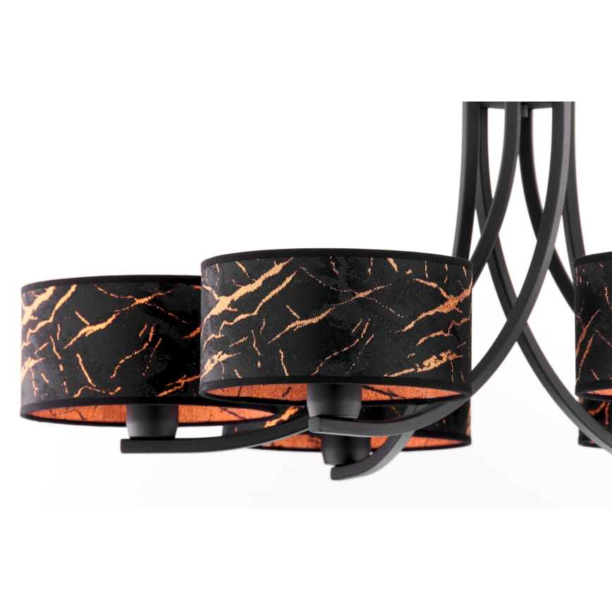 Jupiter 2108 - Sietynas ant grandinės ARTHUR 6xE27/15W/230V juodas/oranžinis/marmuro dekoras