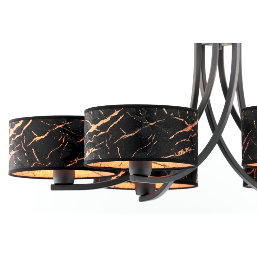 Jupiter 2108 - Sietynas ant grandinės ARTHUR 6xE27/15W/230V juodas/oranžinis/marmuro dekoras
