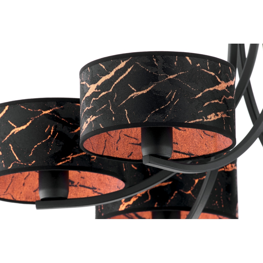 Jupiter 2108 - Sietynas ant grandinės ARTHUR 6xE27/15W/230V juodas/oranžinis/marmuro dekoras