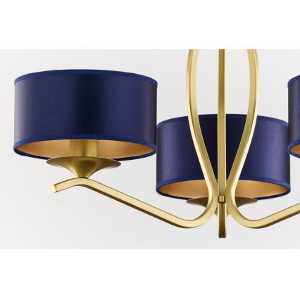 Jupiter 2113 - Liustra ant strypo KASZMIR 3xE27/15W/230V mėlyna/auksinė