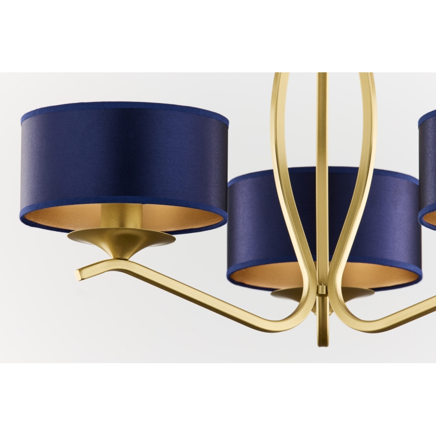 Jupiter 2113 - Liustra ant strypo KASZMIR 3xE27/15W/230V mėlyna/auksinė