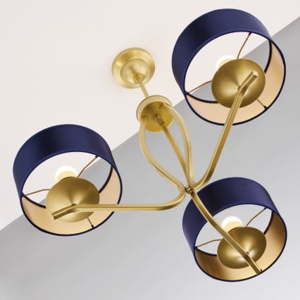 Jupiter 2113 - Liustra ant strypo KASZMIR 3xE27/15W/230V mėlyna/auksinė