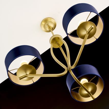 Jupiter 2113 - Liustra ant strypo KASZMIR 3xE27/15W/230V mėlyna/auksinė