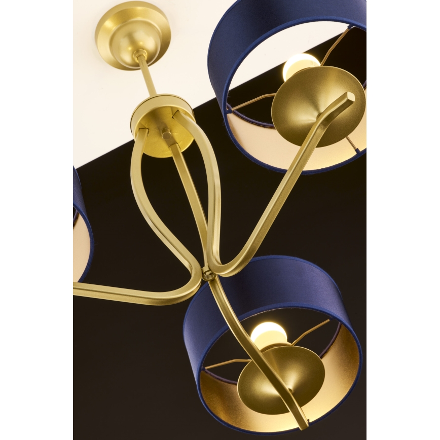 Jupiter 2113 - Liustra ant strypo KASZMIR 3xE27/15W/230V mėlyna/auksinė