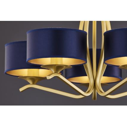 Jupiter 2114 - liustra ant stiebo KASZMIR 5xE27/15W/230V mėlyna/auksinė