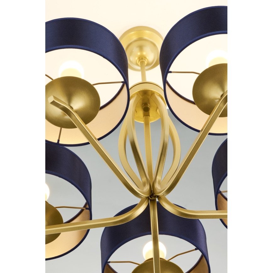 Jupiter 2114 - liustra ant stiebo KASZMIR 5xE27/15W/230V mėlyna/auksinė