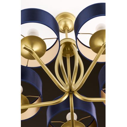 Jupiter 2114 - liustra ant stiebo KASZMIR 5xE27/15W/230V mėlyna/auksinė