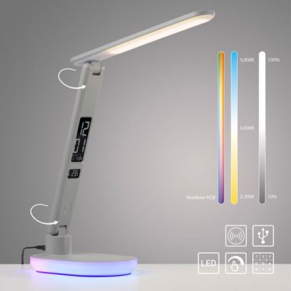 JUST LIGHT. 11018-16 - LED RGBW Tamsinama jutiklinė stalinė lempa su belaidžiu įkrovimu TINA LED/4W/230V balta