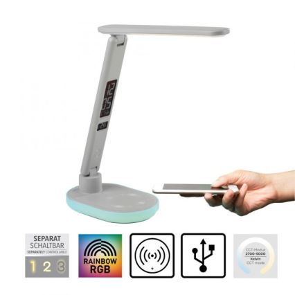 JUST LIGHT. 11018-16 - LED RGBW Tamsinama jutiklinė stalinė lempa su belaidžiu įkrovimu TINA LED/4W/230V balta