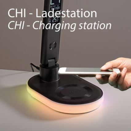 JUST LIGHT. 11018-18 - LED RGBW reguliuojamo ryškumo jutiklinė stalinė lempa su bevieliu įkrovimu TINA LED/4W/230V juoda