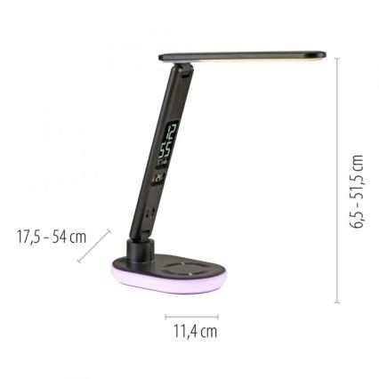 JUST LIGHT. 11018-18 - LED RGBW reguliuojamo ryškumo jutiklinė stalinė lempa su bevieliu įkrovimu TINA LED/4W/230V juoda