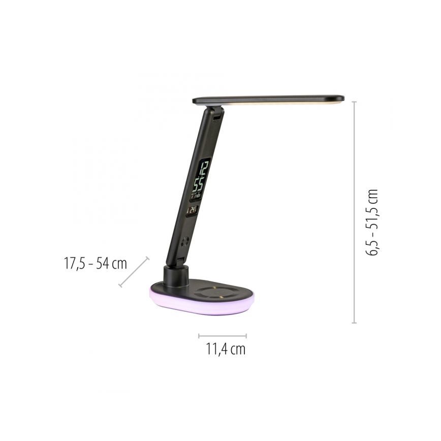 JUST LIGHT. 11018-18 - LED RGBW reguliuojamo ryškumo jutiklinė stalinė lempa su bevieliu įkrovimu TINA LED/4W/230V juoda