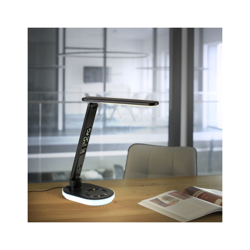 JUST LIGHT. 11018-18 - LED RGBW Reguliuojama Touch Stalo Lempa su Belaidžiu Įkrovimu TINA LED/4W/230V Juoda
