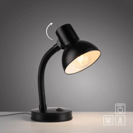JUST LIGHT. 11080-18 - Lanksti staline lempa FLEXI 1xE27/25W/230V juoda