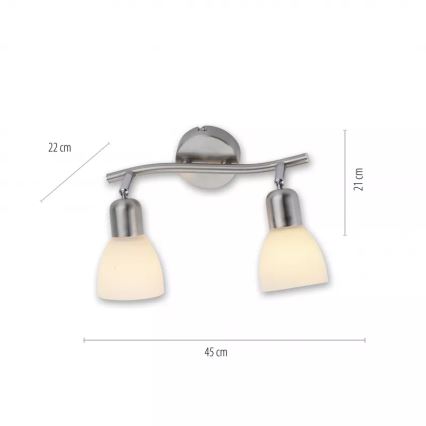 JUST LIGHT. 11952-55 - Taškinis šviestuvas KARO 2xE14/40W/230V, matinis chromas