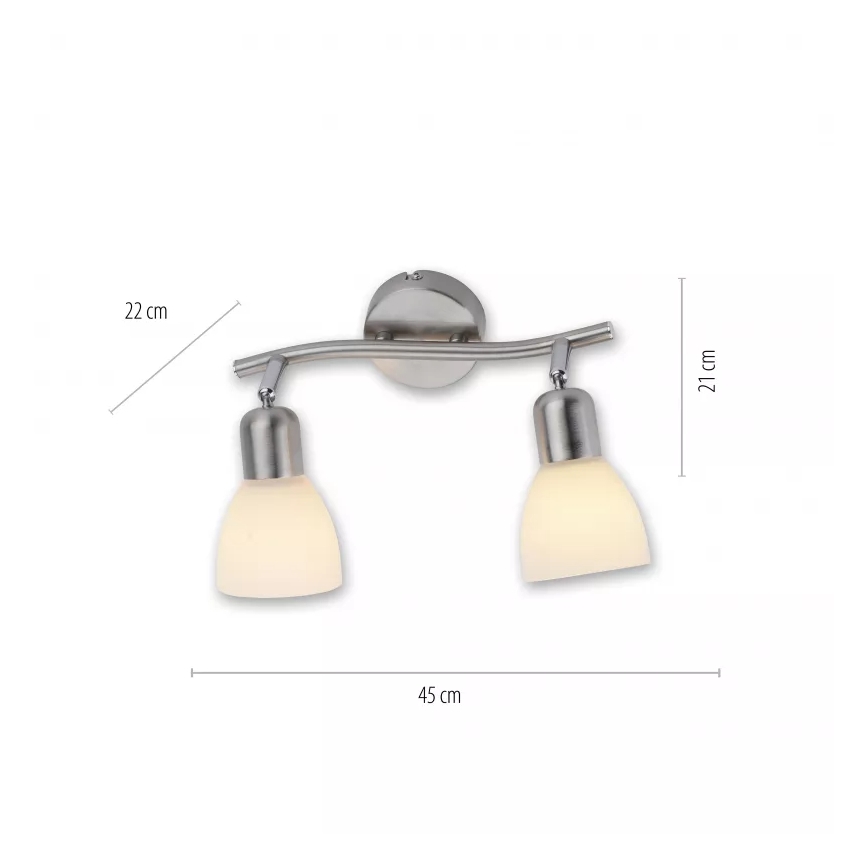 JUST LIGHT. 11952-55 - Taškinis šviestuvas KARO 2xE14/40W/230V, matinis chromas