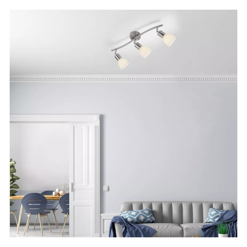 JUST LIGHT. 11953-55 - Taškinis šviestuvas KARO 3xE14/40W/230V matinis chromas