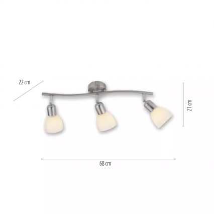 JUST LIGHT. 11953-55 - Taškinis šviestuvas KARO 3xE14/40W/230V matinis chromas