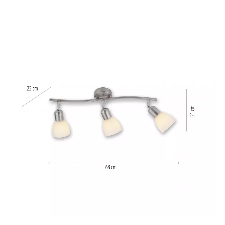 JUST LIGHT. 11953-55 - Taškinis šviestuvas KARO 3xE14/40W/230V matinis chromas