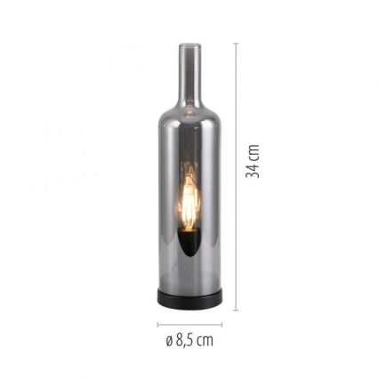 JUST LIGHT. 14006-25 - Stalinė lempa BOTTLE 1xE14/25W/230V juoda/dūminė