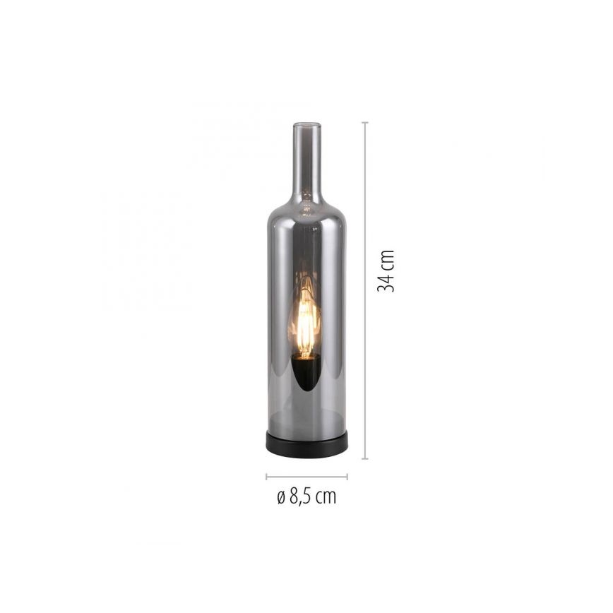 JUST LIGHT. 14006-25 - Stalinė lempa BOTTLE 1xE14/25W/230V juoda/dūminė