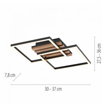 JUST LIGHT. 14053-79 - LED lubinis šviestuvas AKUSTIKA LED/15W/230V ąžuolas/juoda