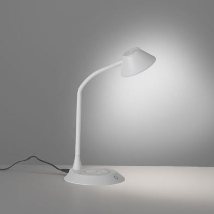 JUST LIGHT. 14414-16 - LED reguliuojamo ryškumo lanksčioji jutiklinė stalinė lempa su belaidžiu įkrovimu PUCKI LED/4,5W/230V balta