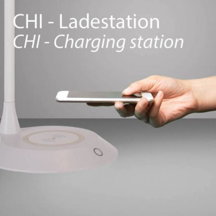 JUST LIGHT. 14414-16 - LED reguliuojamo ryškumo lanksčioji jutiklinė stalinė lempa su belaidžiu įkrovimu PUCKI LED/4,5W/230V balta