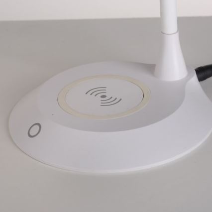 JUST LIGHT. 14414-16 - LED reguliuojamo ryškumo lanksčioji jutiklinė stalinė lempa su belaidžiu įkrovimu PUCKI LED/4,5W/230V balta