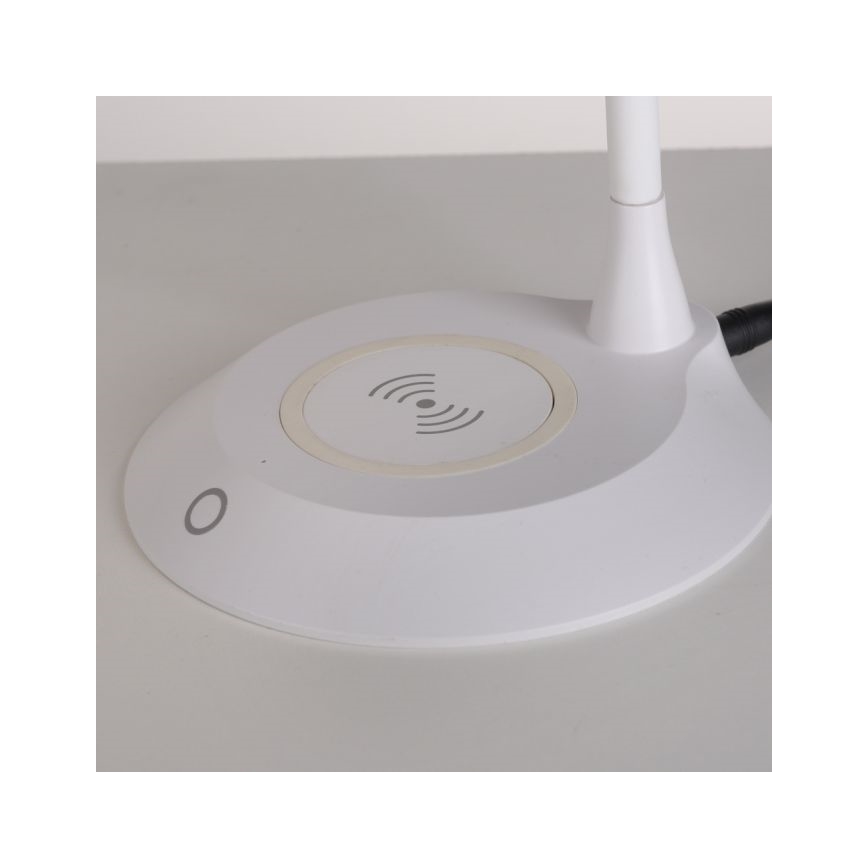 JUST LIGHT. 14414-16 - LED reguliuojamo ryškumo lanksčioji jutiklinė stalinė lempa su belaidžiu įkrovimu PUCKI LED/4,5W/230V balta