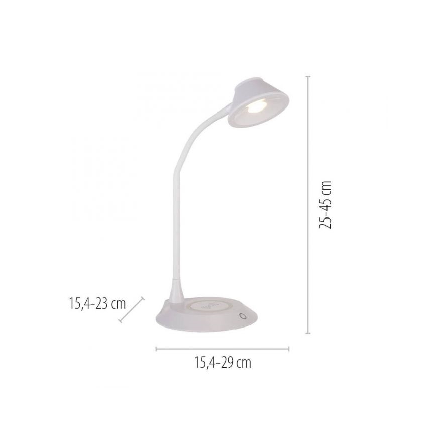 JUST LIGHT. 14414-16 - LED reguliuojamo ryškumo lanksčioji jutiklinė stalinė lempa su belaidžiu įkrovimu PUCKI LED/4,5W/230V balta