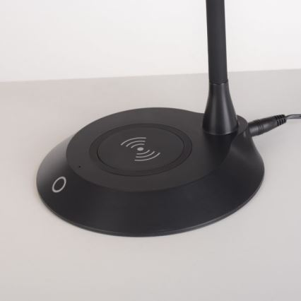 JUST LIGHT. 14414-18 - LED reguliuojama, lanksti, jutiklinė stalinė lempa su belaidžiu įkrovimu PUCKI LED/4,5W/230V juoda